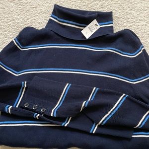 NWT Talbot blue striped turtleneck